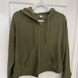 Old Navy Olive Green Hooded Zip Sweatshirt